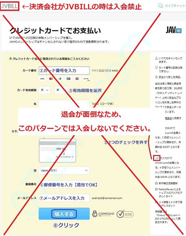 JAVHDの決済画面パターン6
